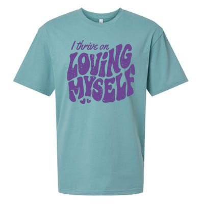 I Thrive On Loving Myself Retro Quote Sueded Cloud Jersey T-Shirt