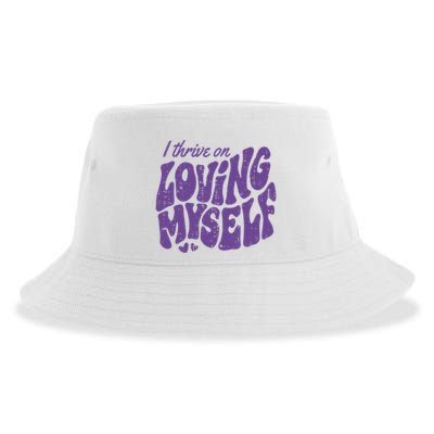 I Thrive On Loving Myself Retro Quote Sustainable Bucket Hat