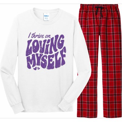 I Thrive On Loving Myself Retro Quote Long Sleeve Pajama Set