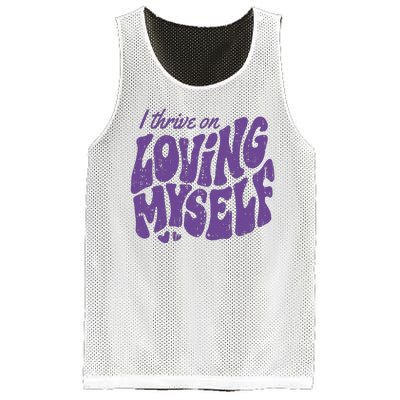 I Thrive On Loving Myself Retro Quote Mesh Reversible Basketball Jersey Tank