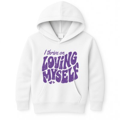 I Thrive On Loving Myself Retro Quote Kids Hoodie