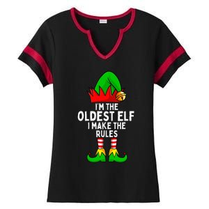 IM The Oldest Elf Matching Family Christmas Ladies Halftime Notch Neck Tee