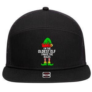 IM The Oldest Elf Matching Family Christmas 7 Panel Mesh Trucker Snapback Hat