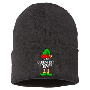 IM The Oldest Elf Matching Family Christmas Sustainable Knit Beanie