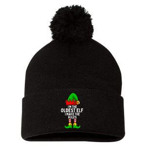 IM The Oldest Elf Matching Family Christmas Pom Pom 12in Knit Beanie