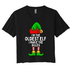 IM The Oldest Elf Matching Family Christmas Women's Crop Top Tee