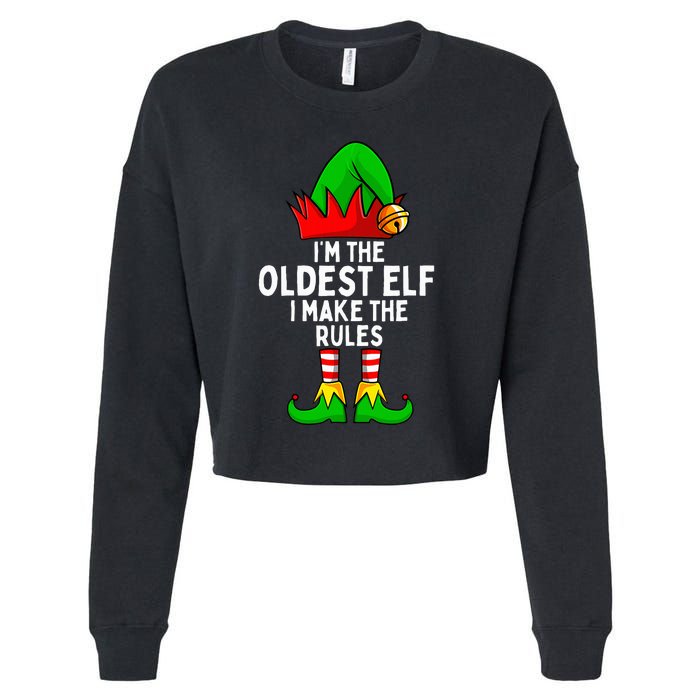 IM The Oldest Elf Matching Family Christmas Cropped Pullover Crew