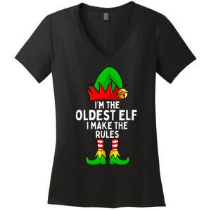 IM The Oldest Elf Matching Family Christmas Women's V-Neck T-Shirt