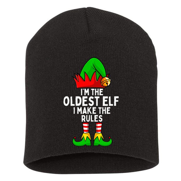 IM The Oldest Elf Matching Family Christmas Short Acrylic Beanie