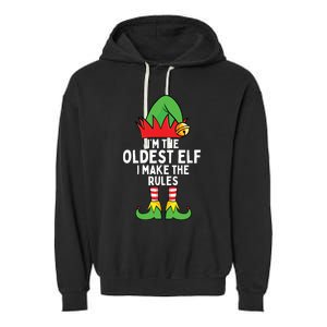 Im The Oldest Elf Matching Family Christmas Garment-Dyed Fleece Hoodie