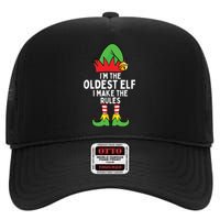 Im The Oldest Elf Matching Family Christmas High Crown Mesh Back Trucker Hat