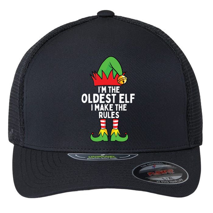 Im The Oldest Elf Matching Family Christmas Flexfit Unipanel Trucker Cap