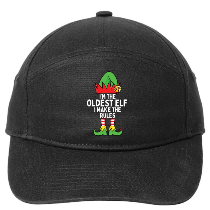 Im The Oldest Elf Matching Family Christmas 7-Panel Snapback Hat