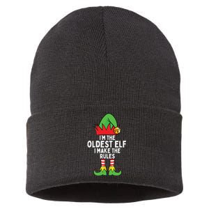 Im The Oldest Elf Matching Family Christmas Sustainable Knit Beanie