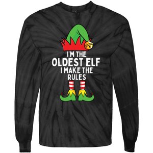 Im The Oldest Elf Matching Family Christmas Tie-Dye Long Sleeve Shirt