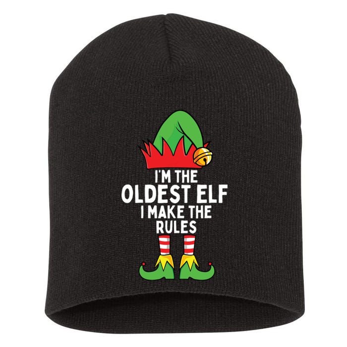 Im The Oldest Elf Matching Family Christmas Short Acrylic Beanie