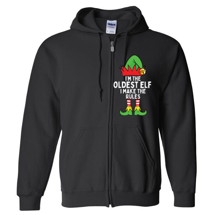 Im The Oldest Elf Matching Family Christmas Full Zip Hoodie