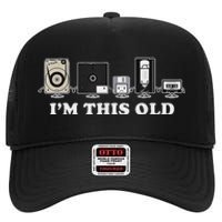 IM This Old Retro Vintage Cassette Tape Floppy Disk Vhs High Crown Mesh Back Trucker Hat