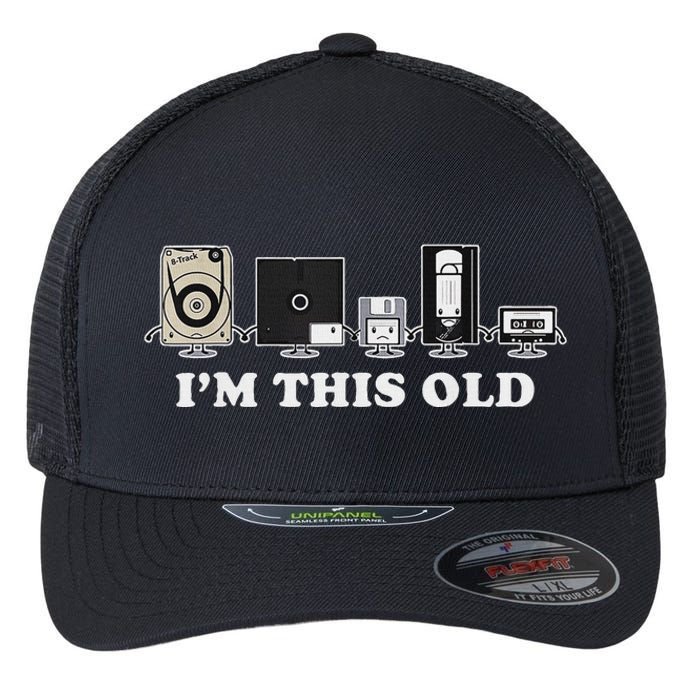 IM This Old Retro Vintage Cassette Tape Floppy Disk Vhs Flexfit Unipanel Trucker Cap