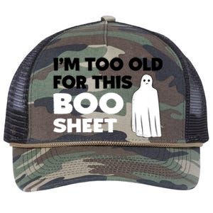 Im Too Old For This Boo Sheet Trick Or Treat Gift Retro Rope Trucker Hat Cap