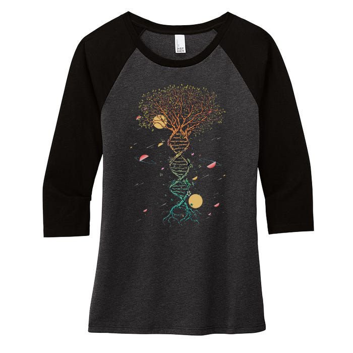 Infinite Tree of Life DNA Biology Environment Lover Genetics Women's Tri-Blend 3/4-Sleeve Raglan Shirt