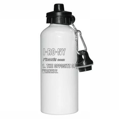 Irony The Opposite Of Wrinkly Funny Pun Gift Aluminum Water Bottle 