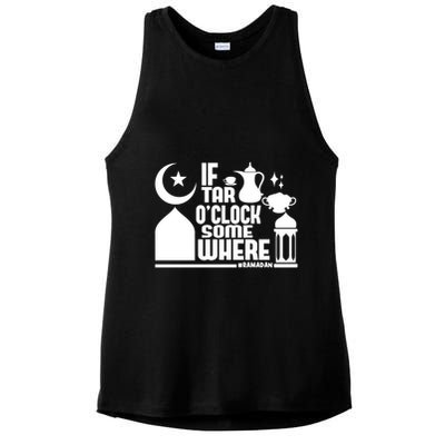 If Tar O Clock Somewhere Ramadan Ladies PosiCharge Tri-Blend Wicking Tank