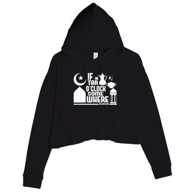 If Tar O Clock Somewhere Ramadan Crop Fleece Hoodie