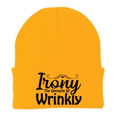 Irony The Opposite Of Wrinkly Funny Cute Gift Knit Cap Winter Beanie