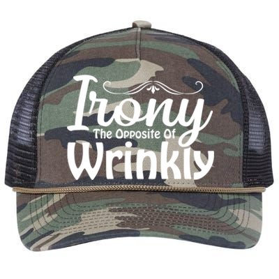 Irony The Opposite Of Wrinkly Funny Cute Gift Retro Rope Trucker Hat Cap