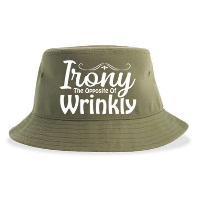 Irony The Opposite Of Wrinkly Funny Cute Gift Sustainable Bucket Hat