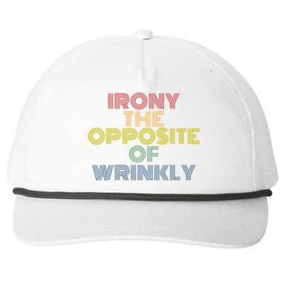 Irony The Opposite Of Wrinkly Retro 70s Vintage Great Gift Snapback Five-Panel Rope Hat