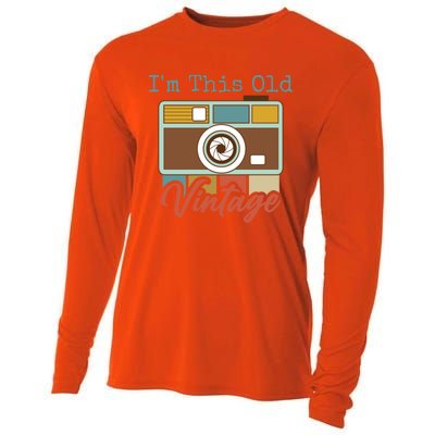 Im This Old I Am Vintage Not Old Camera Mom Dad Nana Papa Gift Cooling Performance Long Sleeve Crew