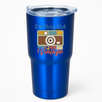 Im This Old I Am Vintage Not Old Camera Mom Dad Nana Papa Gift Tumbler