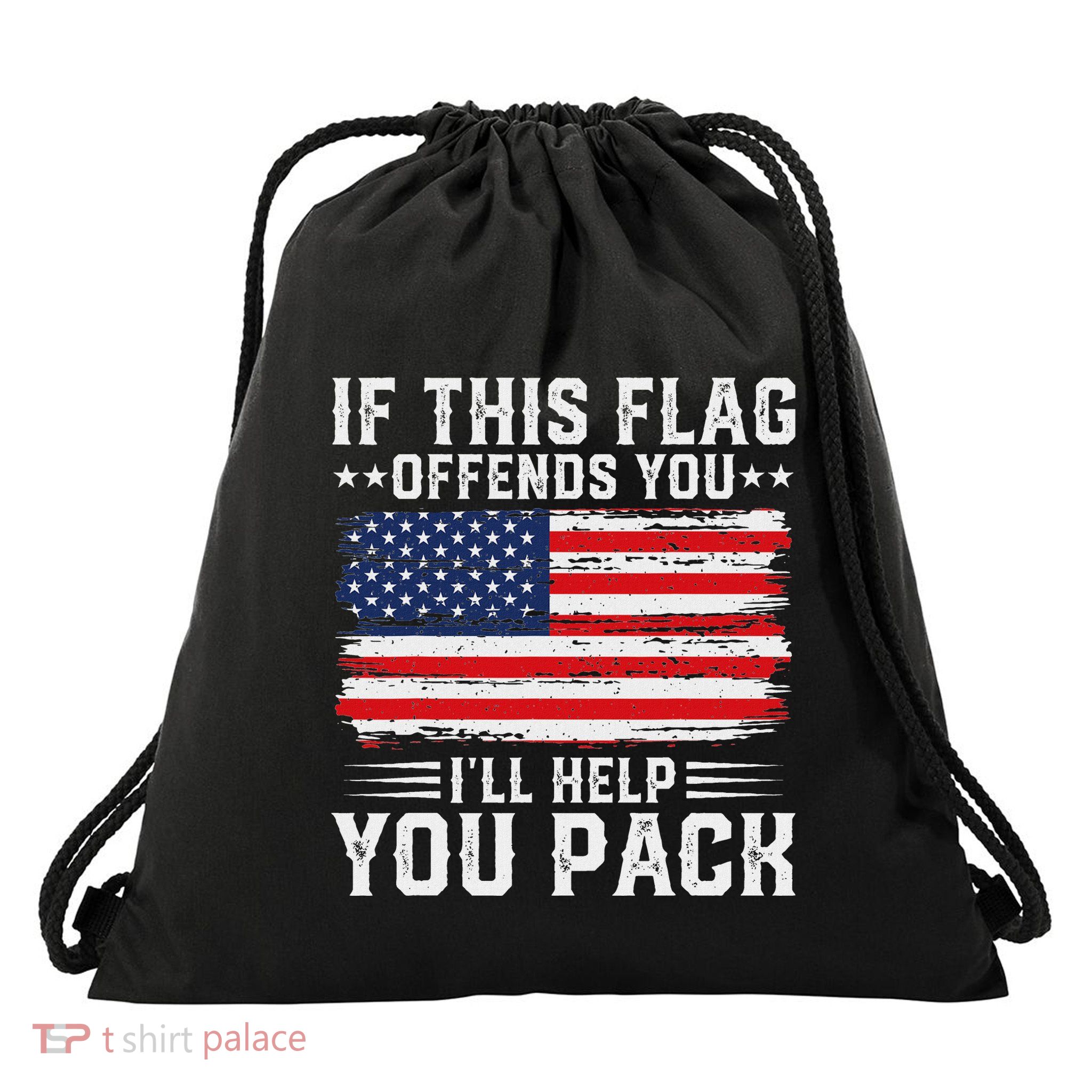 If This Offends You ILl Help You Pack Usa American Flag Drawstring Bag