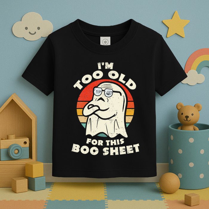 Im Too Old For This Boo Sheet Lazy Halloween Costume Ghost Toddler T-Shirt