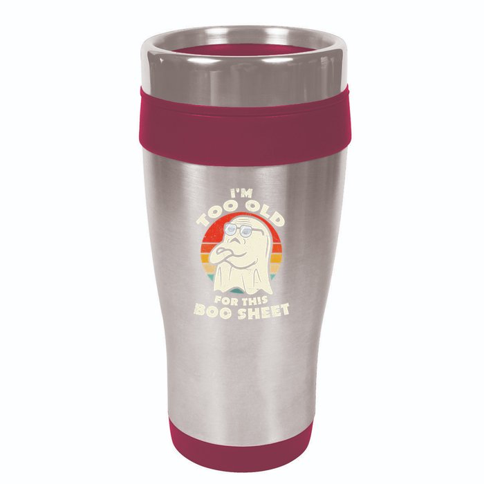 Im Too Old For This Boo Sheet Lazy Halloween Costume Ghost 16oz Travel Tumbler