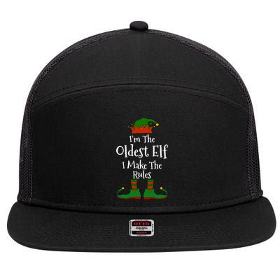 IM The Oldest Elf Family Matching Funny Christmas 7 Panel Mesh Trucker Snapback Hat