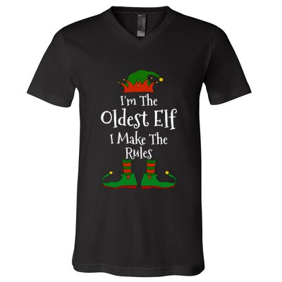 IM The Oldest Elf Family Matching Funny Christmas V-Neck T-Shirt