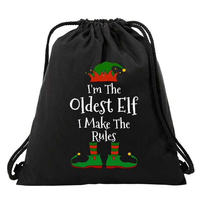 IM The Oldest Elf Family Matching Funny Christmas Drawstring Bag