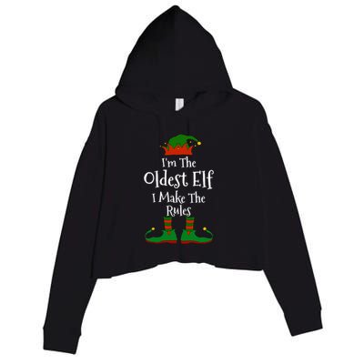 IM The Oldest Elf Family Matching Funny Christmas Crop Fleece Hoodie