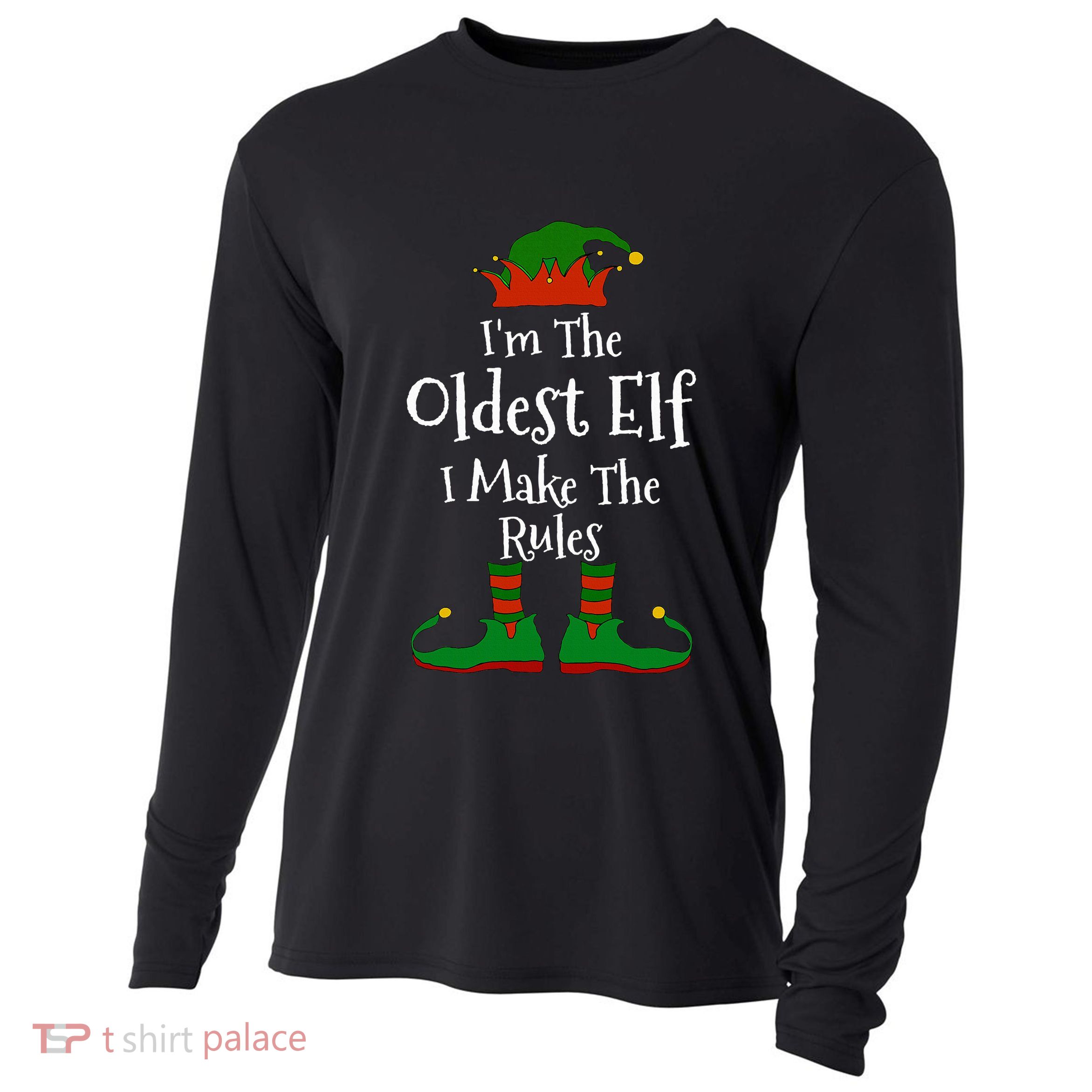 IM The Oldest Elf Family Matching Funny Christmas Cooling Performance Long Sleeve Crew