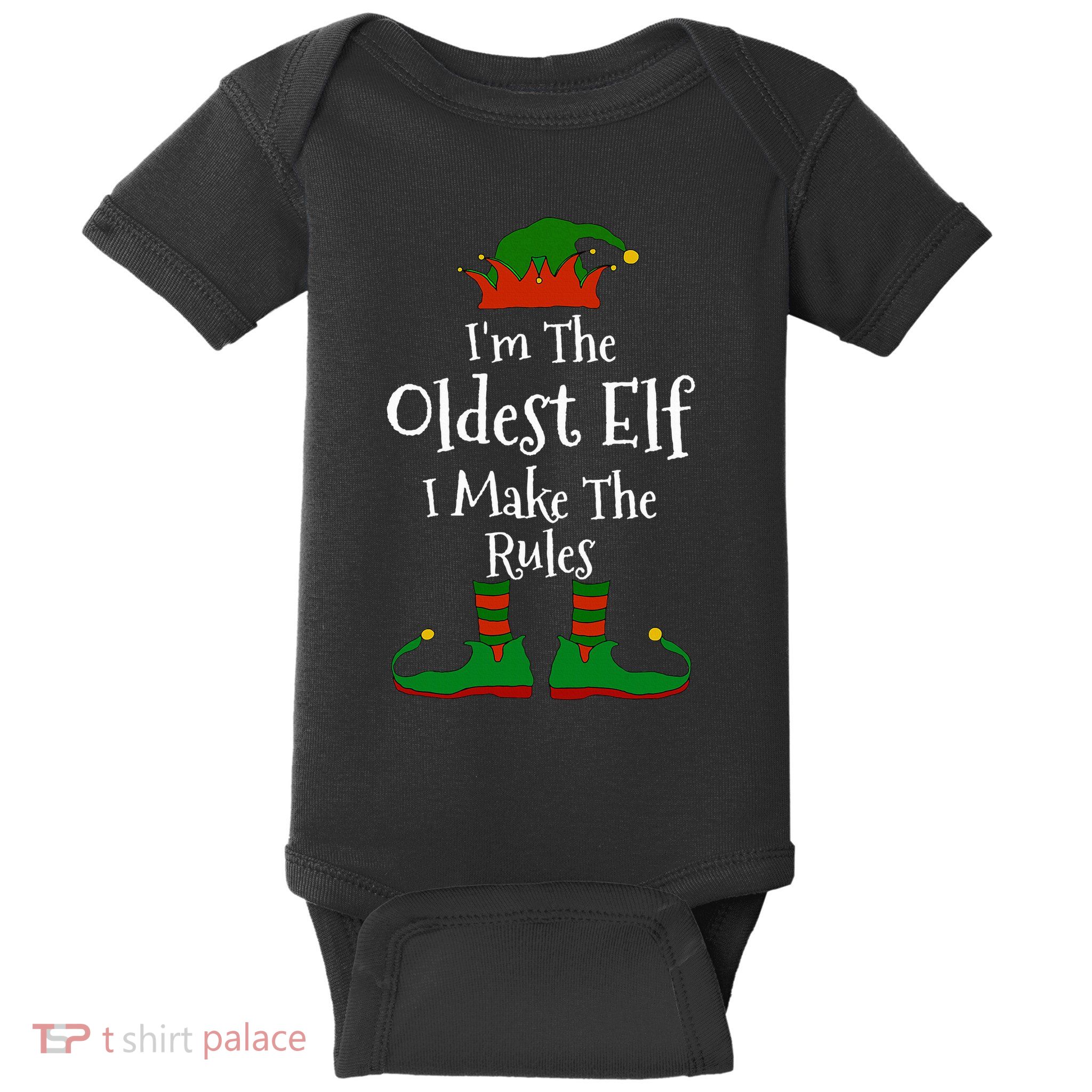 IM The Oldest Elf Family Matching Funny Christmas Baby Bodysuit
