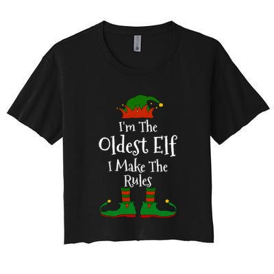 IM The Oldest Elf Family Matching Funny Christmas Crop Top