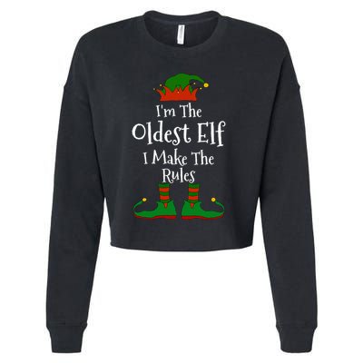 IM The Oldest Elf Family Matching Funny Christmas Cropped Pullover Crew