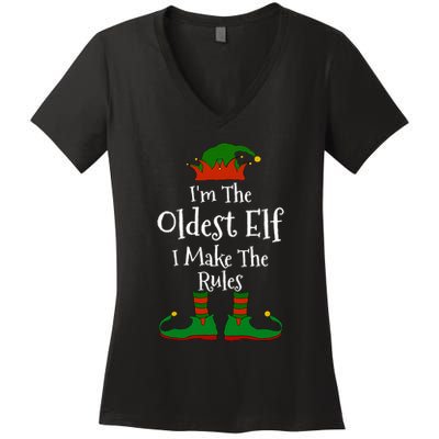 IM The Oldest Elf Family Matching Funny Christmas Women's V-Neck T-Shirt
