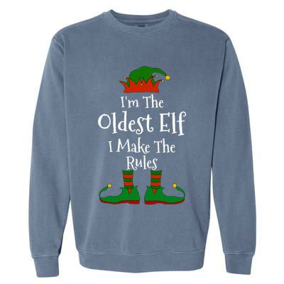 IM The Oldest Elf Family Matching Funny Christmas Garment-Dyed Sweatshirt
