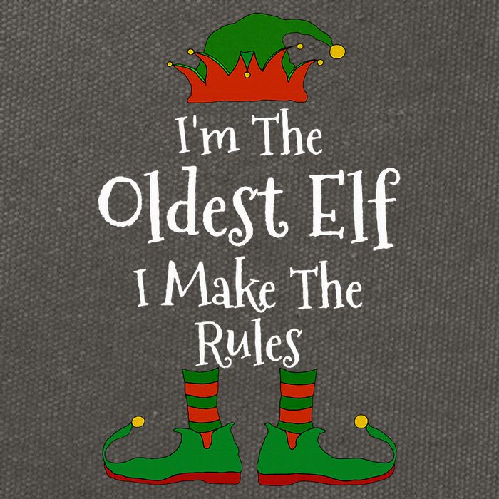 IM The Oldest Elf Family Matching Funny Christmas Cotton Canvas Backpack