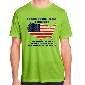 I Take Pride In My Country Distressed USA American Flag Map Adult ChromaSoft Performance T-Shirt