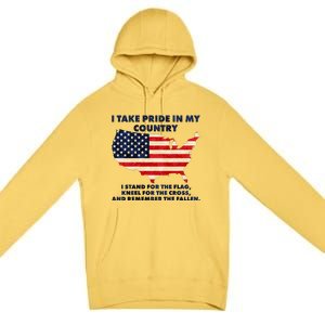 I Take Pride In My Country Distressed USA American Flag Map Premium Pullover Hoodie